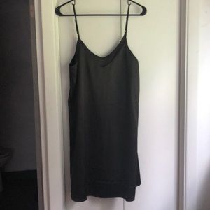 Spaghetti Strapped Silk Black Dress